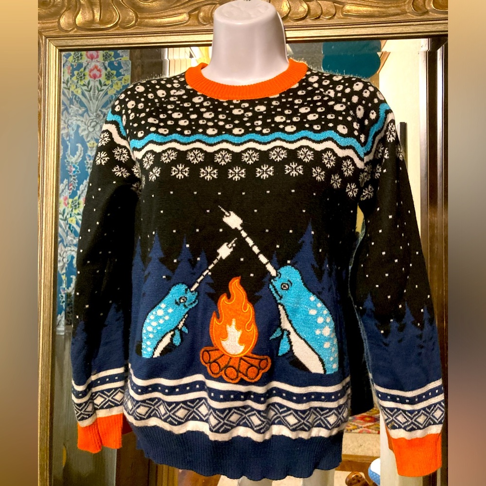 Narwhal s’mores campfire sweater